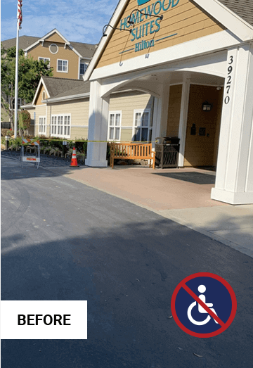 Exterior Parking & Accessible Routes: Hotel - Before